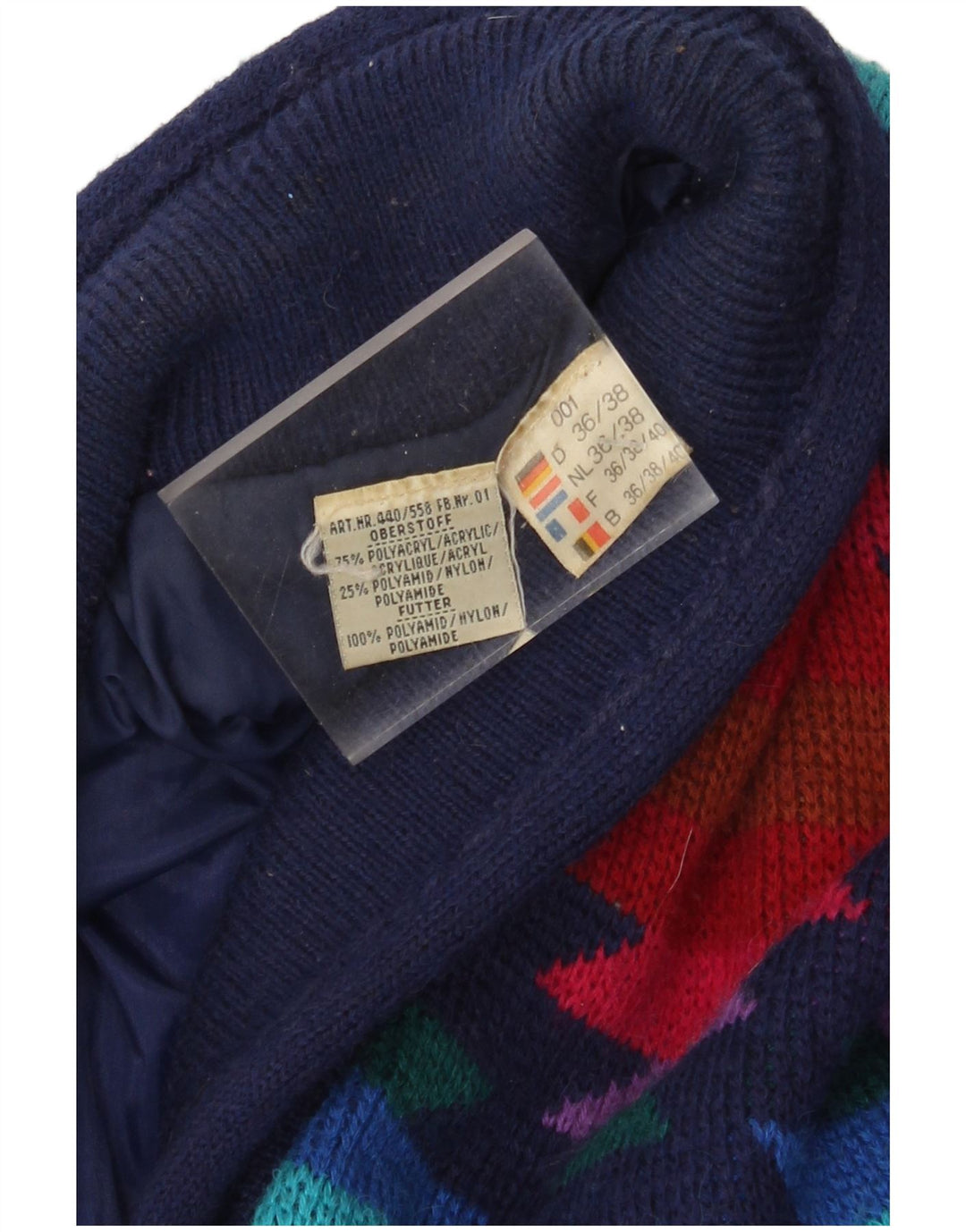 Vintage mujer punto cortavientos abrigo EU 36/38 pequeño multicolor azteca