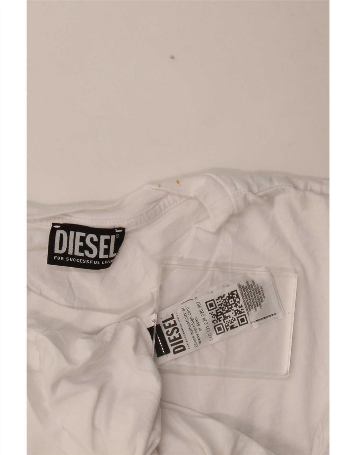 Diesel Hombre Camiseta Top Grande Algodón Blanco