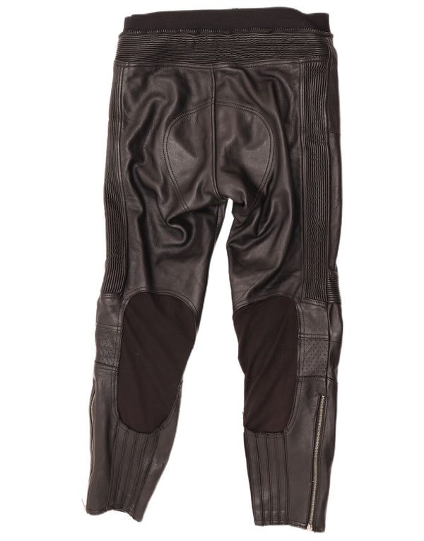Vintage mujer cuero Moto Racer pantalones W34 L28 cuero negro