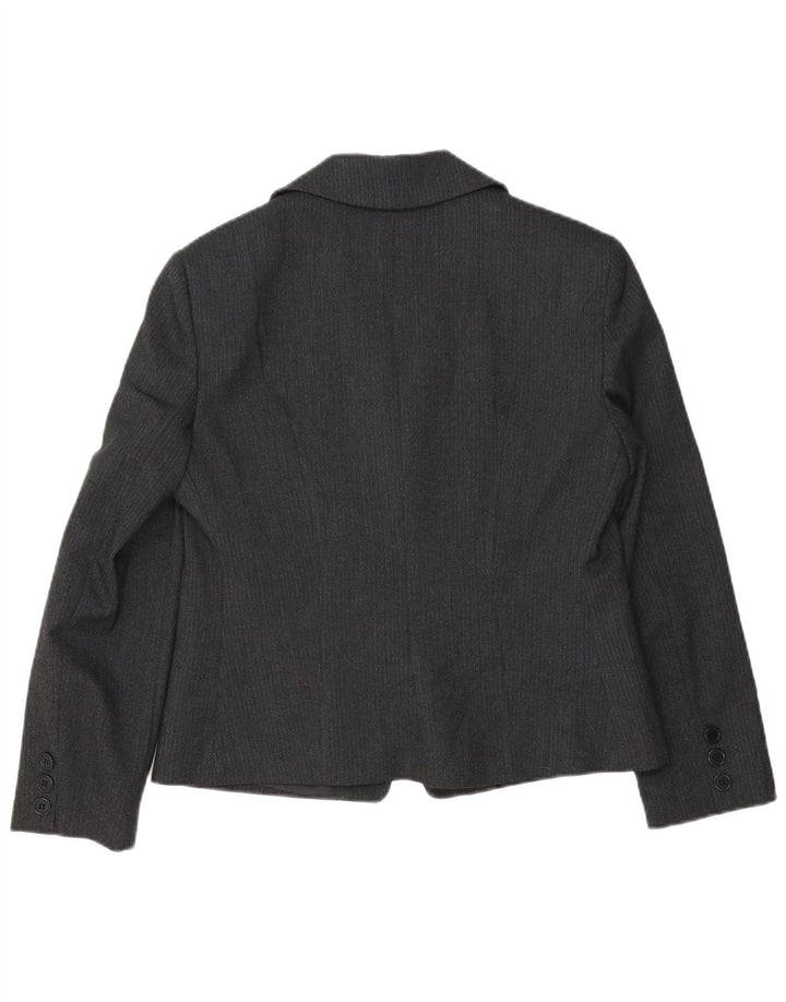 BIANCOGHIACCIO Chaqueta blazer de 1 botón para mujer IT 46 Grande gris a rayas
