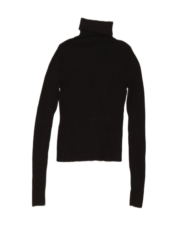 Zara Mujer Crop Roll Neck Jumper Sweater UK 8 Small Viscosa Negra