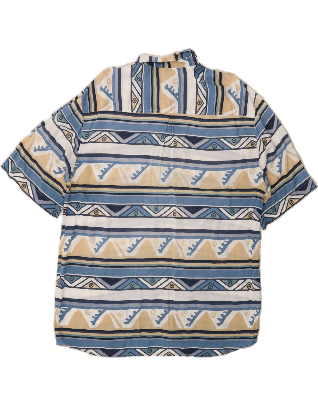 JUPITER Mens Short Sleeve Shirt Size 43 XL Blue Geometric Vintage Jupiter and Second-Hand Jupiter from Messina Hembry 