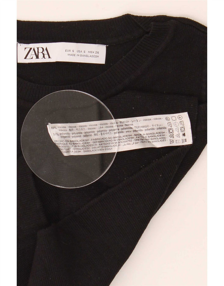 Zara Mujer Crop Vest Top UK 8 Small Viscosa Negra