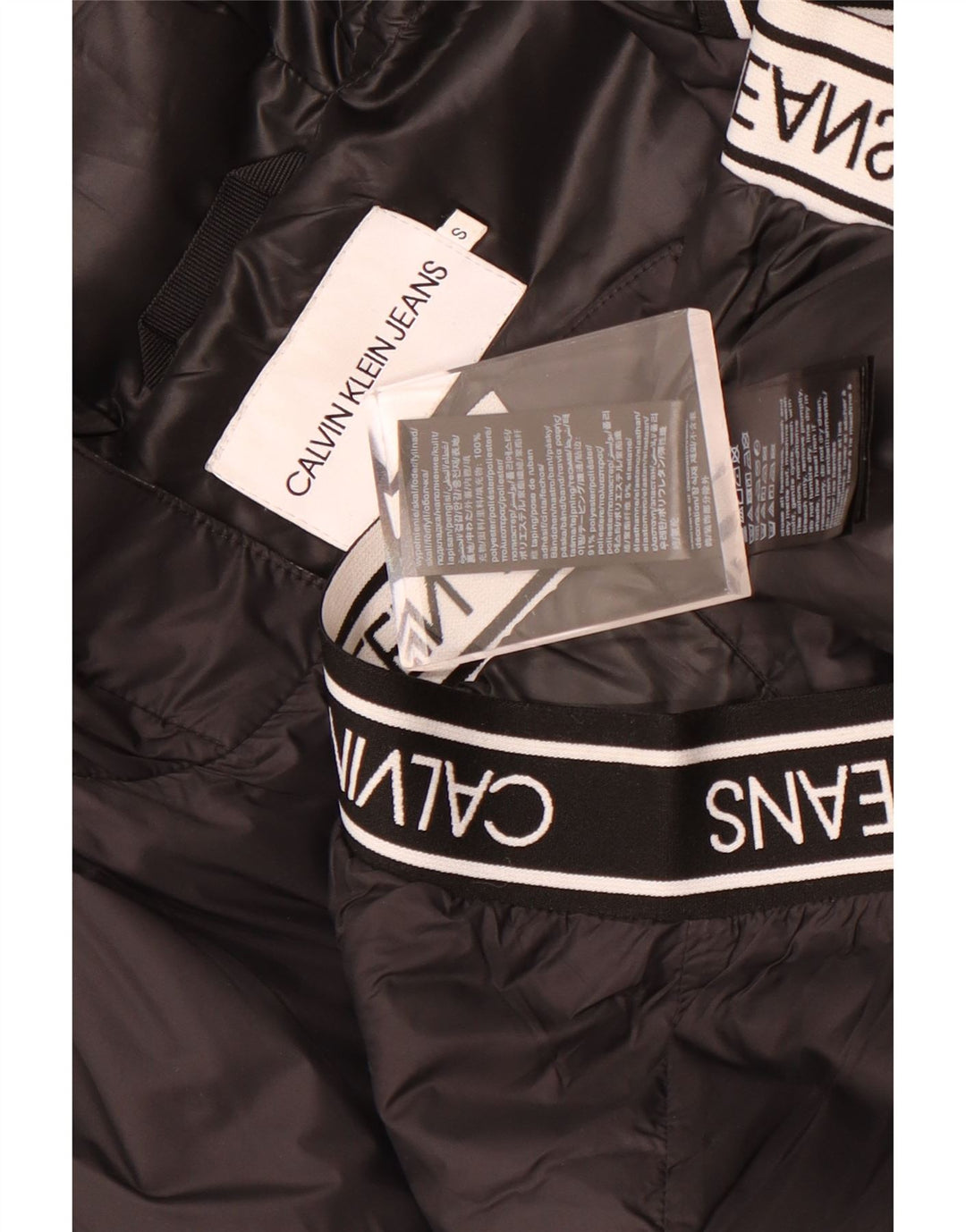 Calvin Klein Jeans Chaqueta bomber con capucha gráfica para mujer UK 10 Small Black