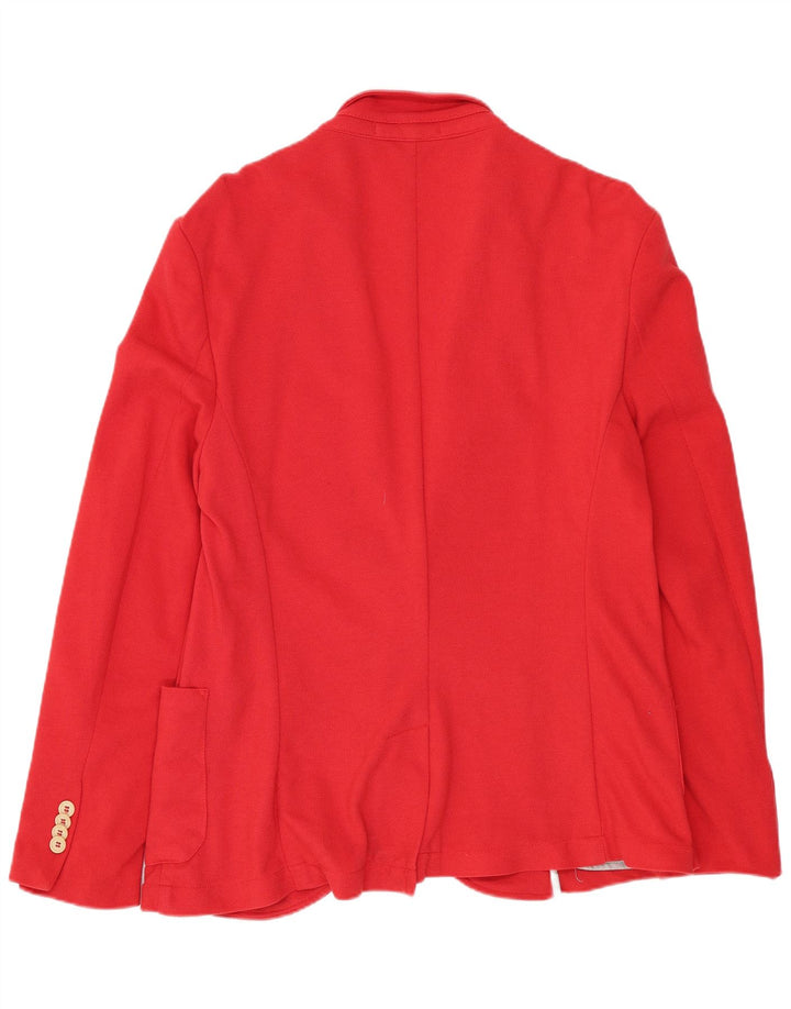 Zara Chaqueta tipo blazer de 2 botones para hombre UK 40 Large Rojo Algodón