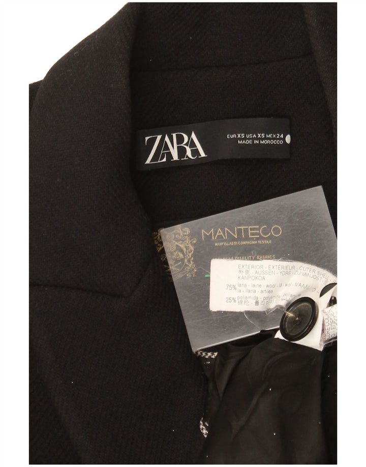 Zara Mujer Abrigo UK 6 XS Lana Negra