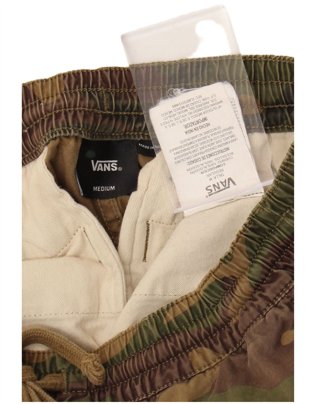 VANS Pantalones cortos chinos para hombre Medium W30 Caqui Camuflaje Algodón