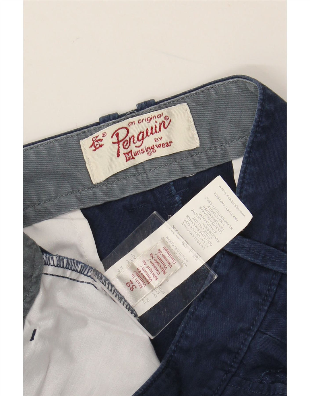 PENGUIN Pantalones cortos chinos para hombre W32 Algodón azul marino mediano