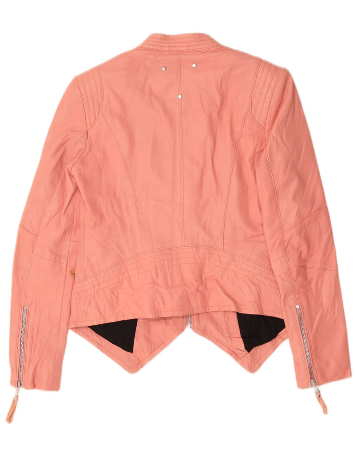 Be Edgy Chaqueta de cuero corta para mujer Reino Unido 44 Cuero rosa grande