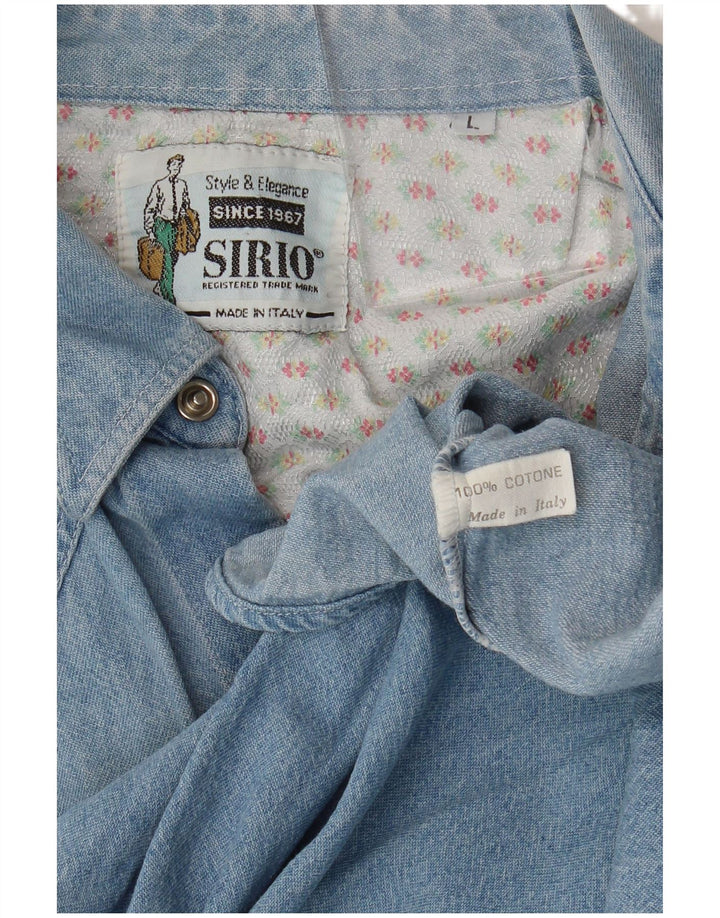 Sirio Camisa Vaquera Para Hombre Algodón Azul Grande