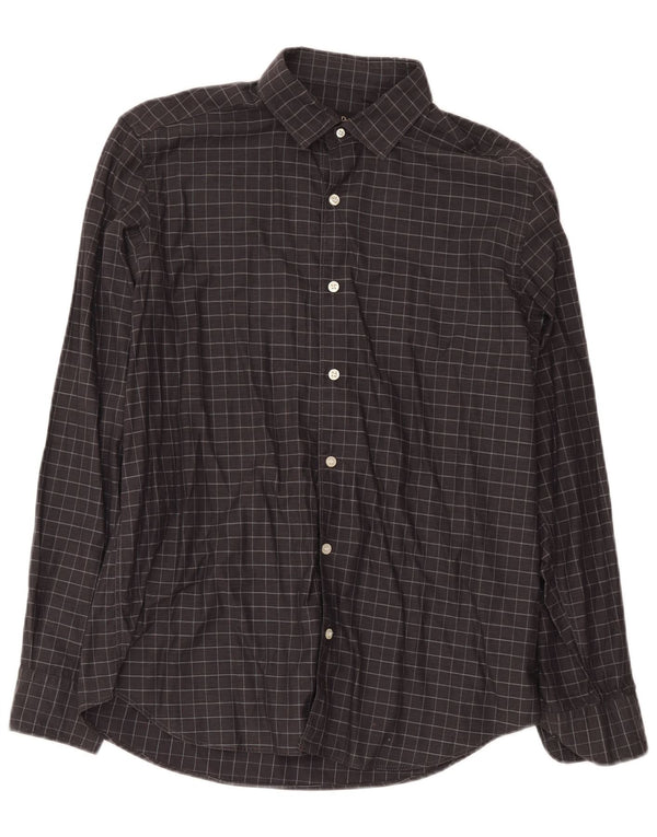 Camisa Massimo Dutti Hombre Large Cuadros Gris Algodón