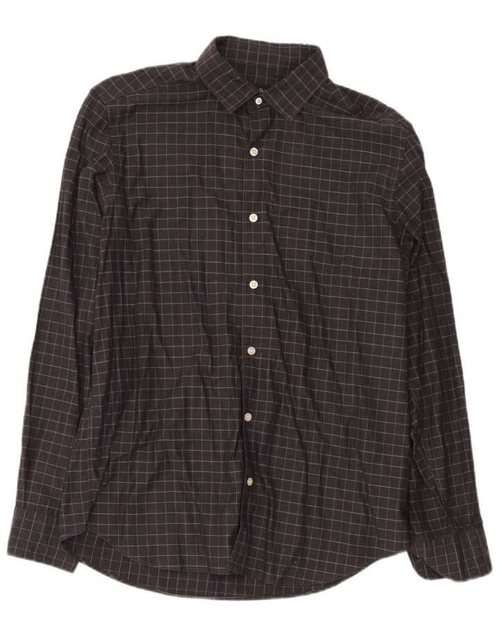 Camisa Massimo Dutti Hombre Large Cuadros Gris Algodón