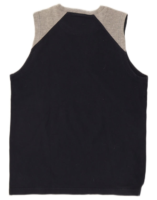 Champion Camiseta Sin Mangas Con Estampado De Algodón Para Hombre Pequeño Azul Marino Colorblock