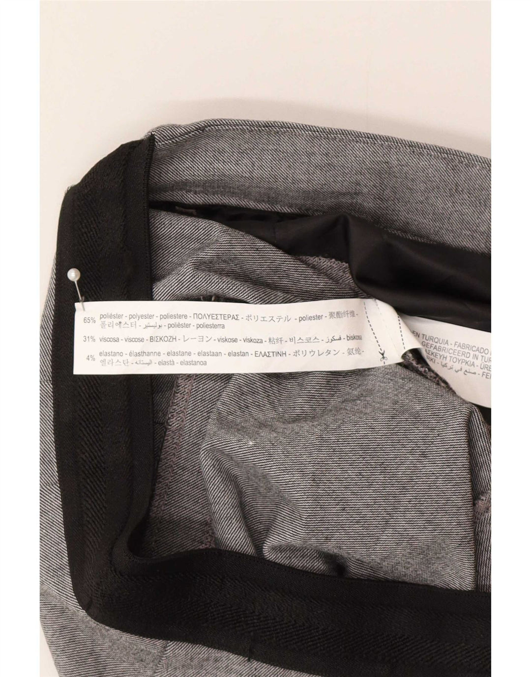 Zara Mujer Pantalón Chino Tapered Mediano W30 L28 Poliéster A Cuadros Gris