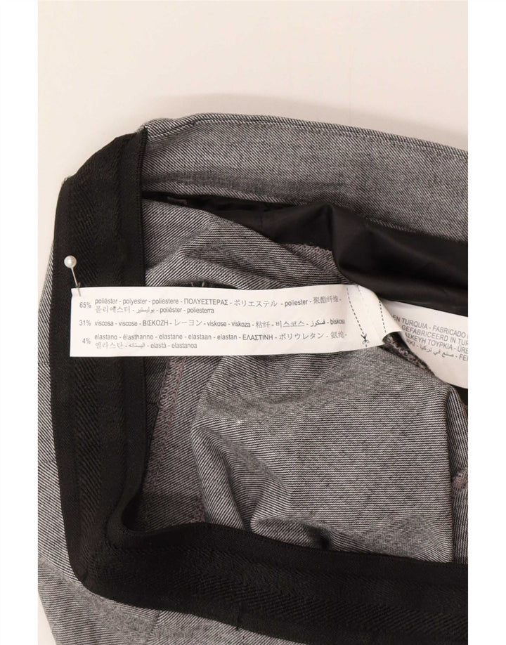 Zara Mujer Pantalón Chino Tapered Mediano W30 L28 Poliéster A Cuadros Gris
