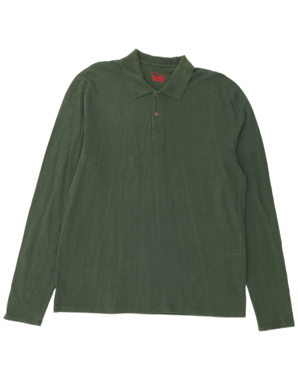 LEVI'S Polo de manga larga para hombre de algodón verde grande
