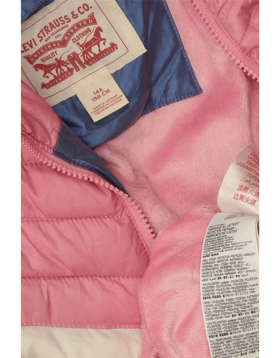 Levi's Chaqueta acolchada con capucha para niña 13-14 años Poliéster color block azul