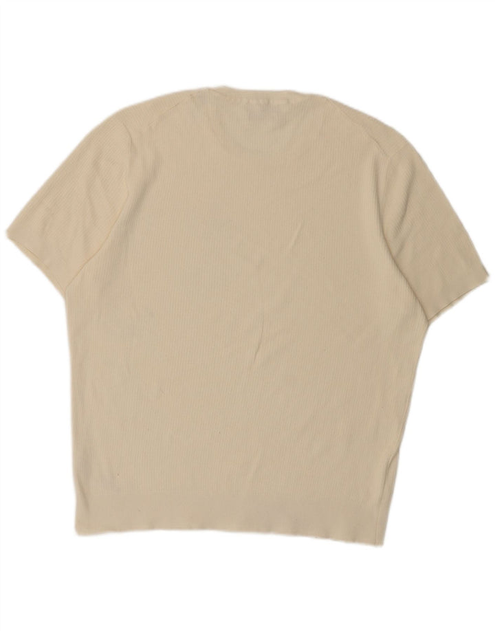 Massimo Dutti Hombre Camiseta Manga Corta Top Grande Blanco Algodón