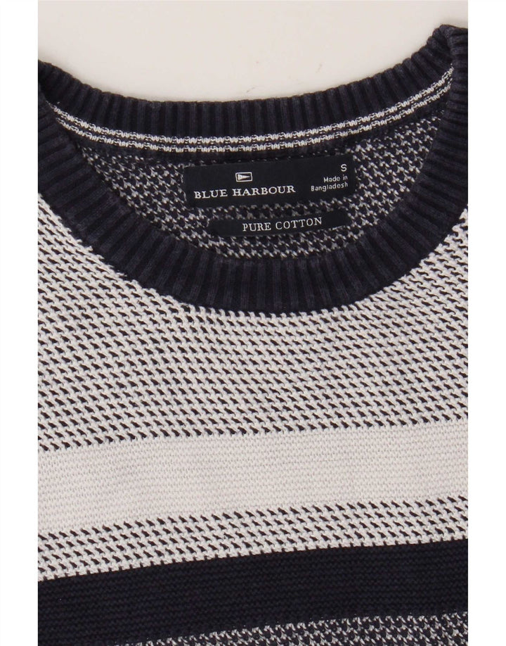 Marks & Spencer Jersey de cuello redondo azul Harbor para hombre, talla pequeña, azul marino