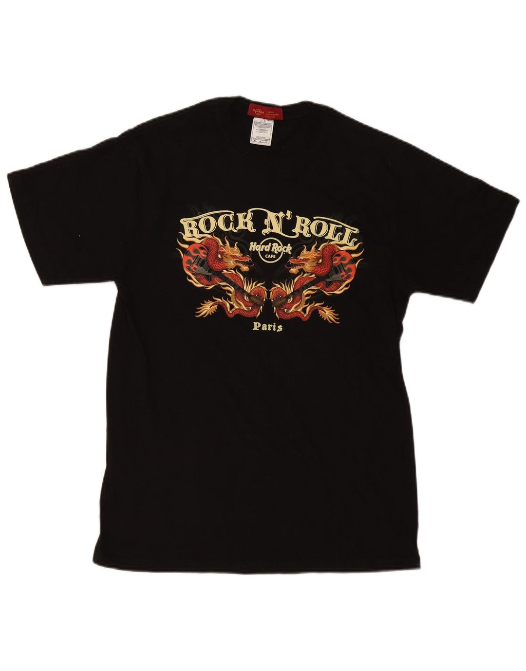 HARD ROCK CAFE Camiseta con gráfico de París para hombre Top mediano de algodón negro
