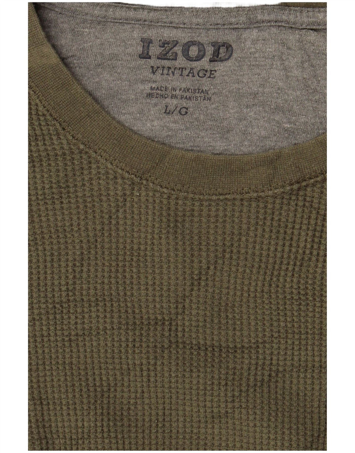 IZOD - Camiseta de manga larga para hombre, talla grande, color caqui