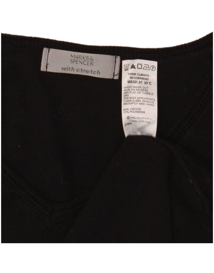 Marks & Spencer Suéter corto con cuello en V para mujer UK 44 Mediano Negro
