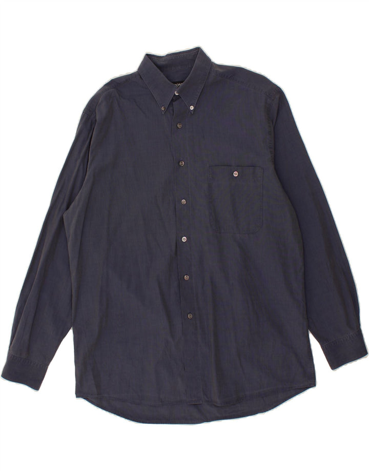 HUGO BOSS Mens Shirt Size 41 Large Navy Blue Vintage Hugo Boss and Second-Hand Hugo Boss from Messina Hembry 