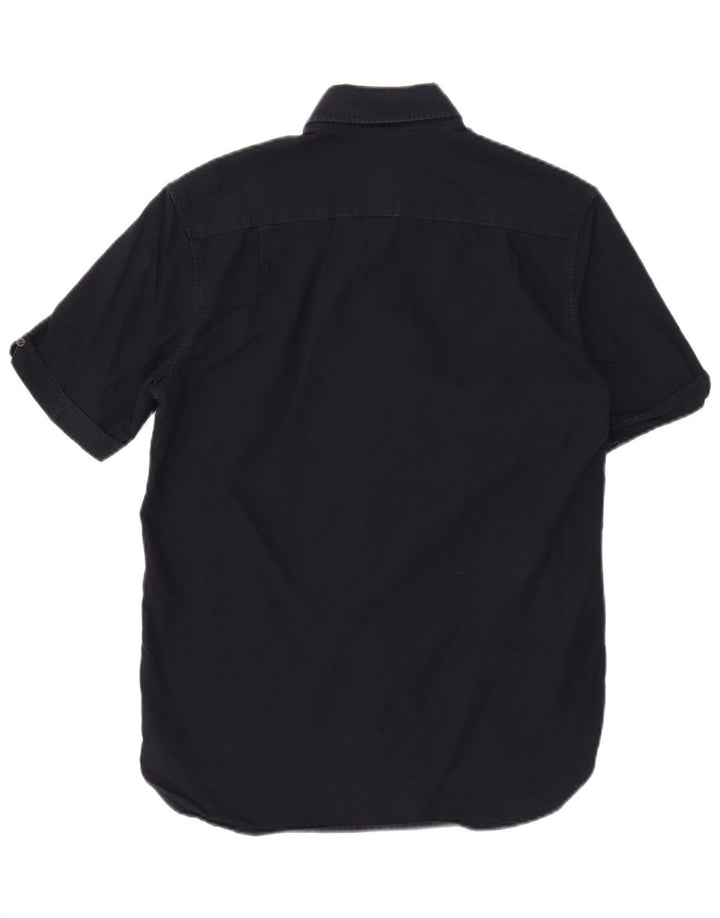 FRED PERRY Camisa de manga corta para hombre pequeña de algodón azul marino