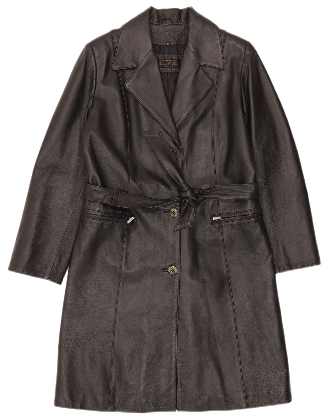 LAVORAZIONE ARTIGIANALE Abrigo de piel para mujer IT 44 Medio Cuero negro