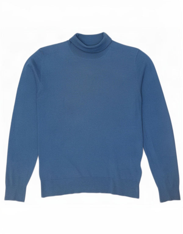 Massimo Dutti Jersey de cuello vuelto para mujer UK 44 Seda azul medio