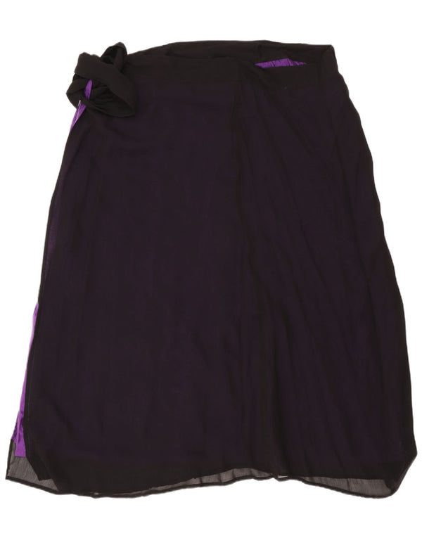 Falda cruzada vintage para mujer talla única W48 viscosa negra