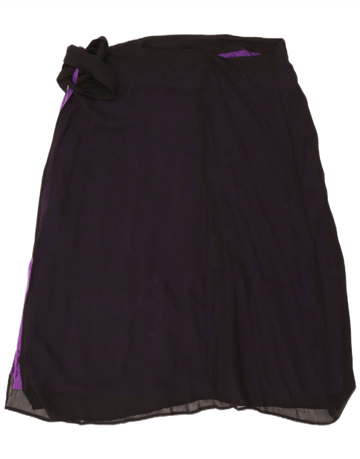 Falda cruzada vintage para mujer talla única W48 viscosa negra