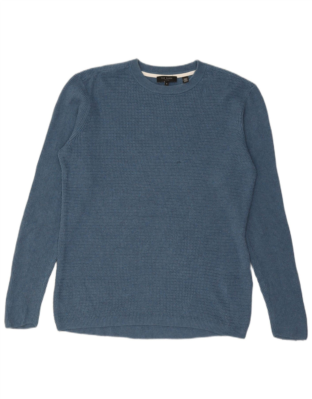 Ted Baker - Jersey de cuello redondo para hombre, talla 3, algodón azul mediano