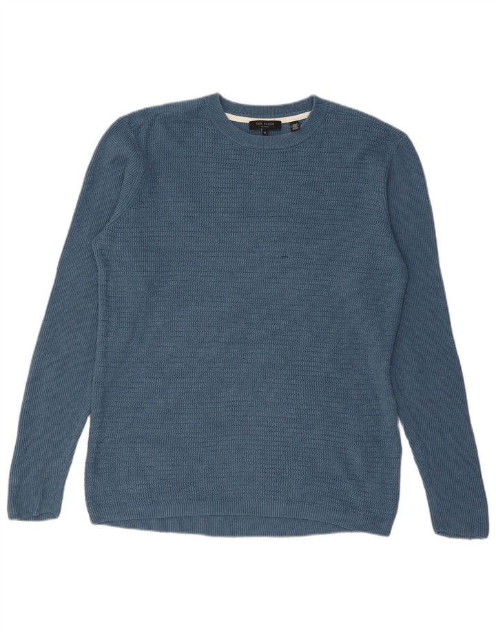 Ted Baker - Jersey de cuello redondo para hombre, talla 3, algodón azul mediano