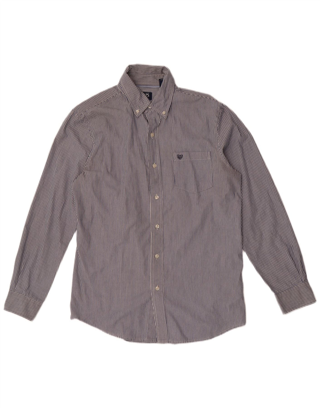 Chaps Camisa de fácil cuidado para hombre de algodón a rayas azul marino mediano