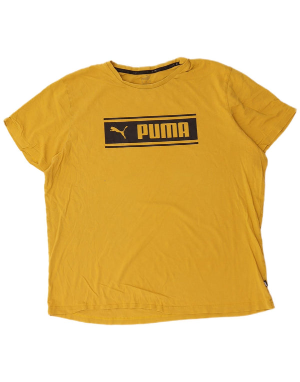 Puma Camiseta gráfica para hombre Top 2XL Algodón amarillo
