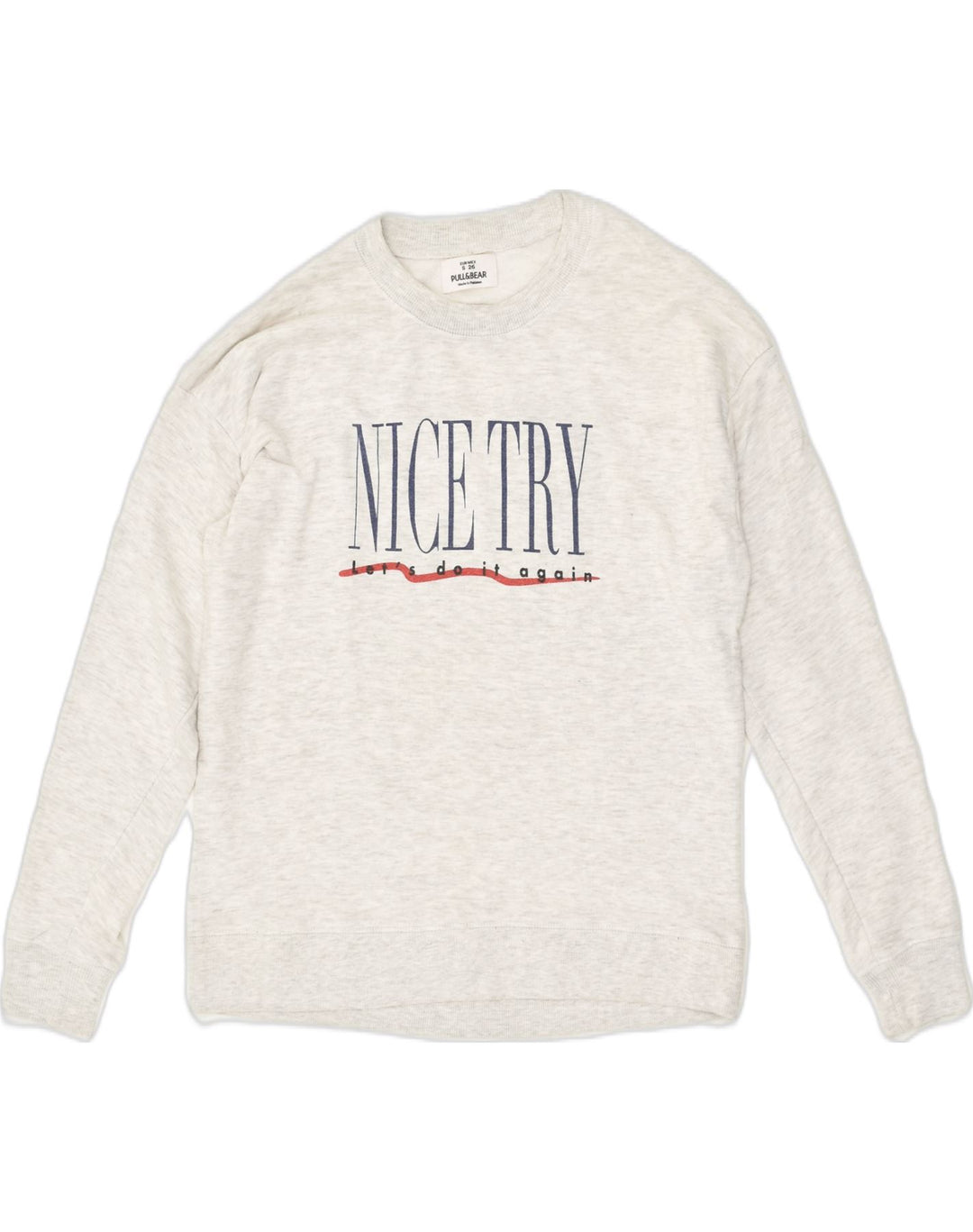 PULL & BEAR Womens Loose Fit Graphic Sweatshirt Jumper UK 10 Small Grey | Vintage Pull & Bear | Thrift | Second-Hand Pull & Bear | Used Clothing | Messina Hembry 