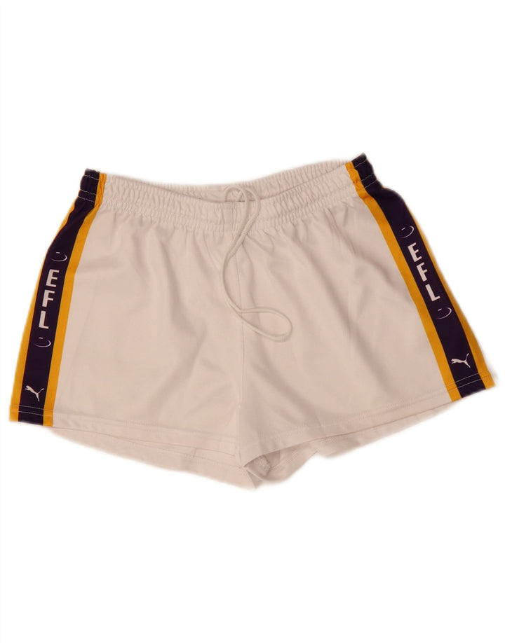 Puma Pantalones cortos deportivos gráficos para mujer UK 40 Grande Blanco Colorblock Poliéster