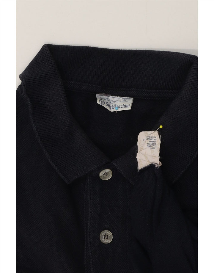 Sergio Tacchini Polo de manga larga para hombre de algodón azul marino medio