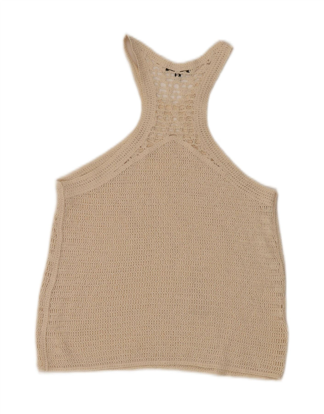 Massimo Dutti Top Sin Mangas De Ganchillo Para Mujer UK 10 Small Beige
