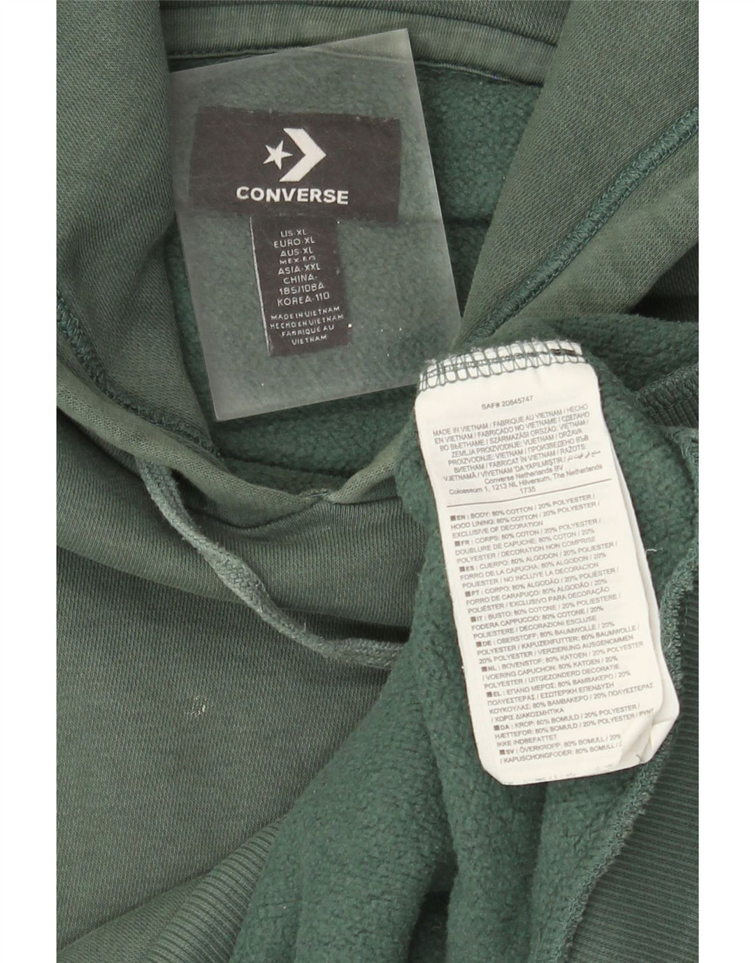 Converse Hombre Sudadera con Capucha Jumper XL Algodón Verde