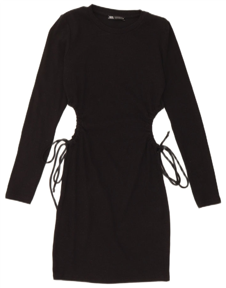 Zara Mujer Vestido Jersey Reino Unido 42 Mediano Negro