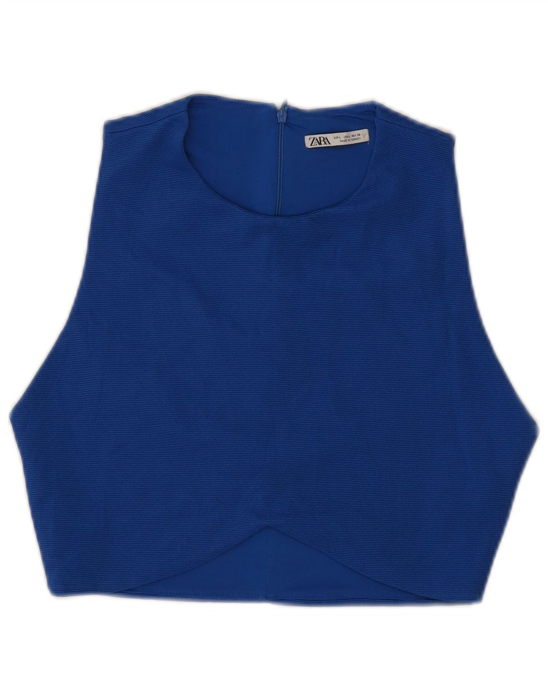Zara Blusa Corta Sin Mangas para Mujer Top UK 44 Poliéster Azul Grande