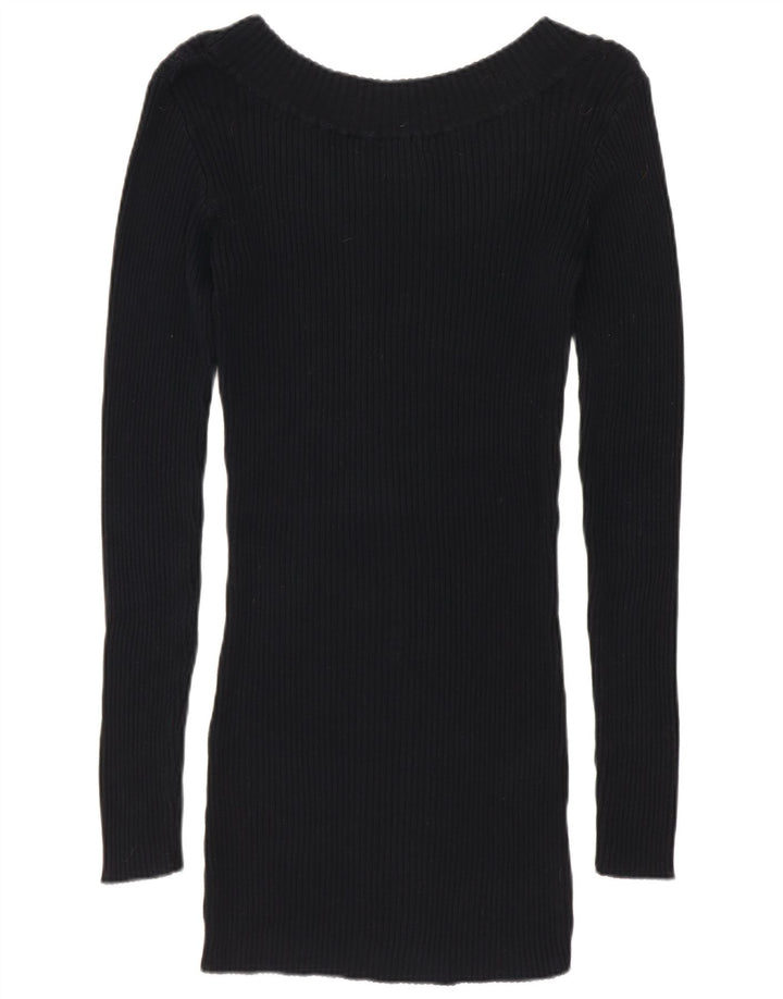 Benetton Vestido Jersey para Mujer UK 40 Small Algodón Negro