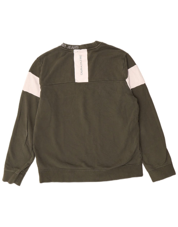 Calvin Klein Jeans Sudadera para niño Jumper 15-16 años XL Verde Colorblock