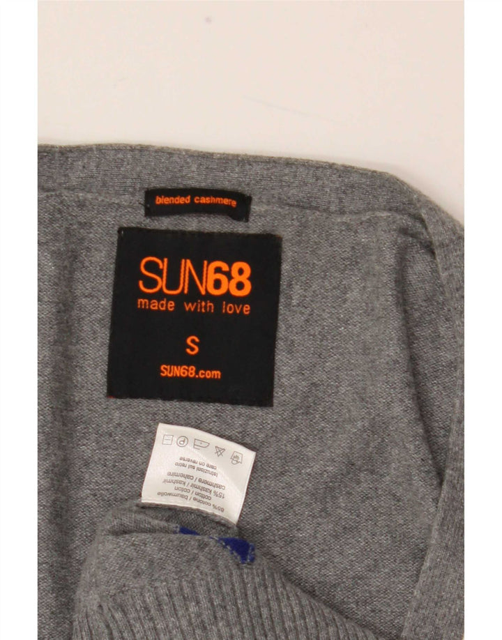 Sun68 Cárdigan para hombre pequeño algodón gris Argyle/diamante
