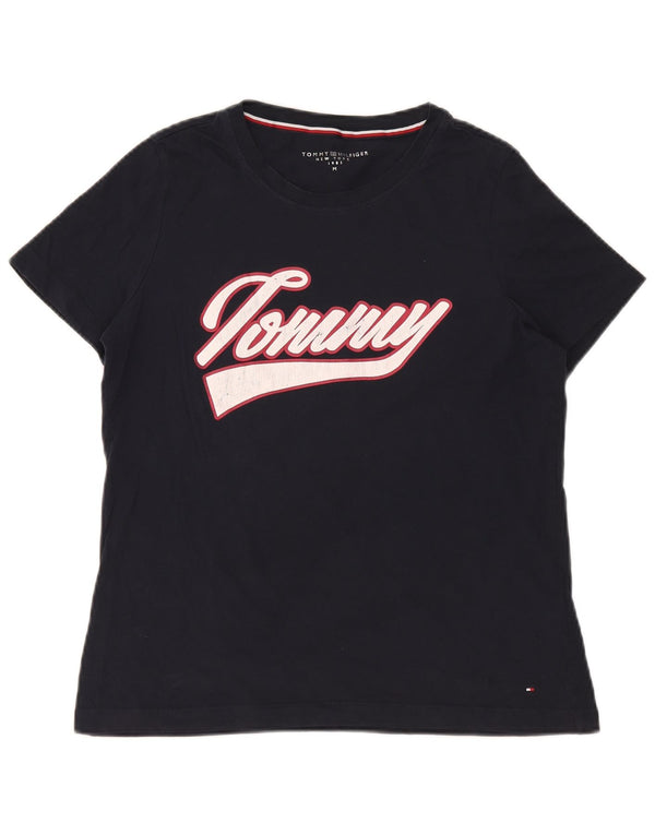 Tommy Hilfiger Camiseta gráfica para mujer Top UK 14 Medium Azul marino Algodón