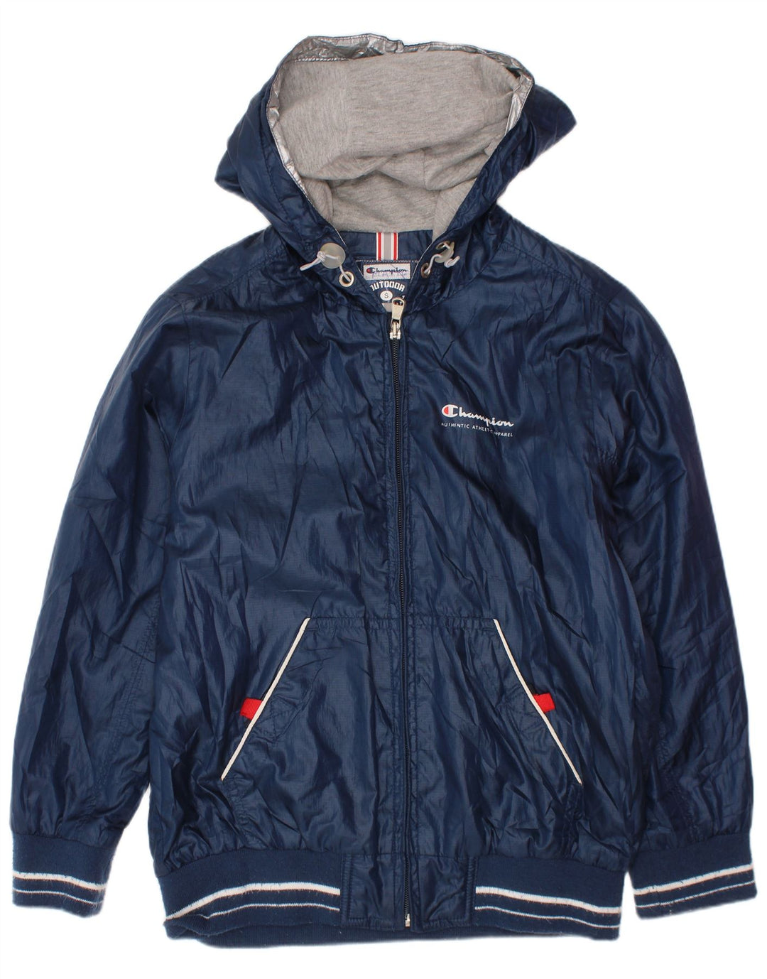 Champion Chaqueta impermeable con capucha para niños 7-8 años Pequeña Azul Marino Poliéster