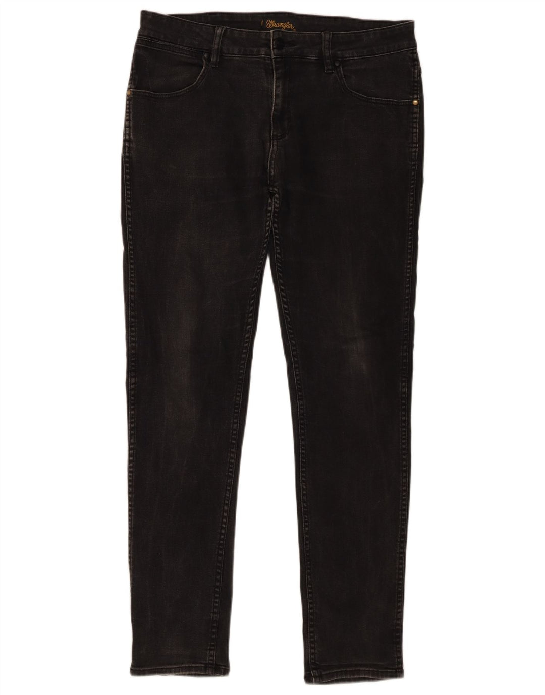 Wrangler Hombres Stompers Slim Jeans W32 L30 Algodón Negro
