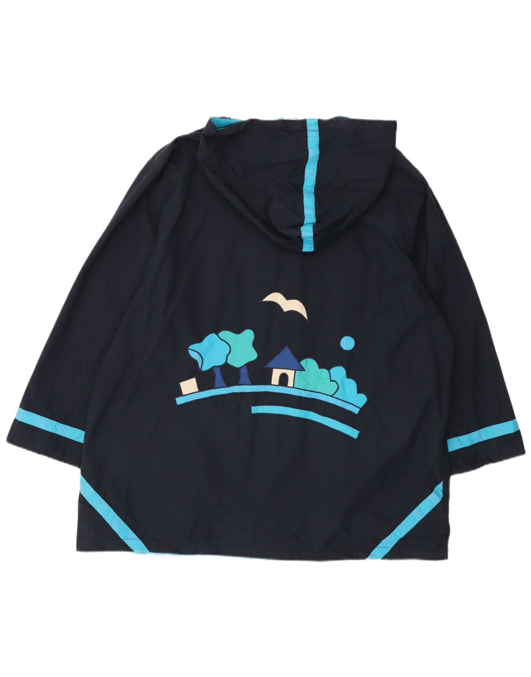 DW-SHOP Abrigo cortavientos con capucha y gráfico para mujer UK 20 2XL Algodón azul marino